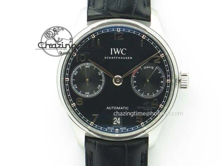 MIROTIME 1223 Effortless Portuguese IW544404 SS White Dial On Black Leather Strap A 7257